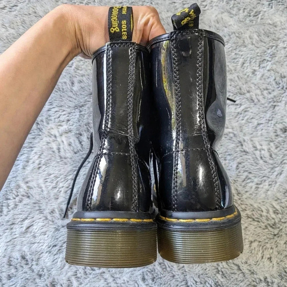 Dr. Martens Black 1460 Patent Leather Shiny Leather Boots Combat Lace Up Size 5 - Picture 8 of 12